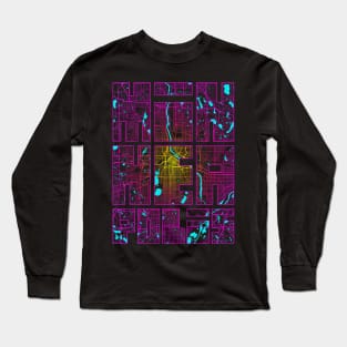 Minneapolis, USA City Map Typography - Neon Long Sleeve T-Shirt